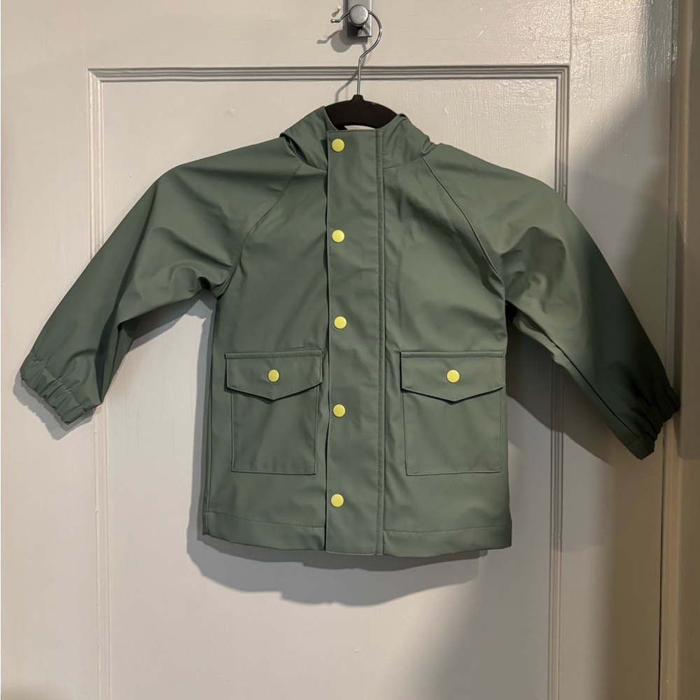 Wonder Nation Olive Raincoat with Yellow Buttons